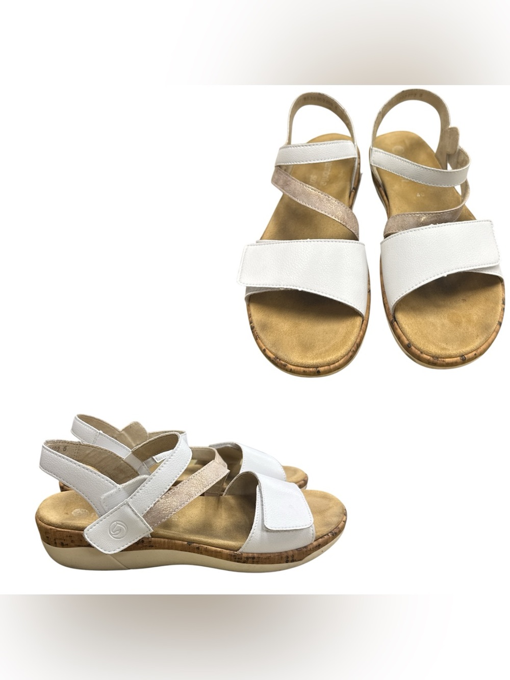 Remonte White and Tan Strappy Comfort Sandals S9.5